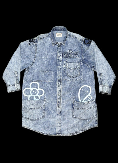 QUIET RIOT | Denim Shirt Jacket with a Loud Back