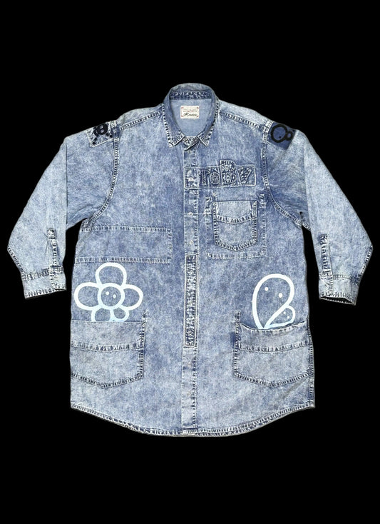 QUIET RIOT | Denim Shirt Jacket with a Loud Back