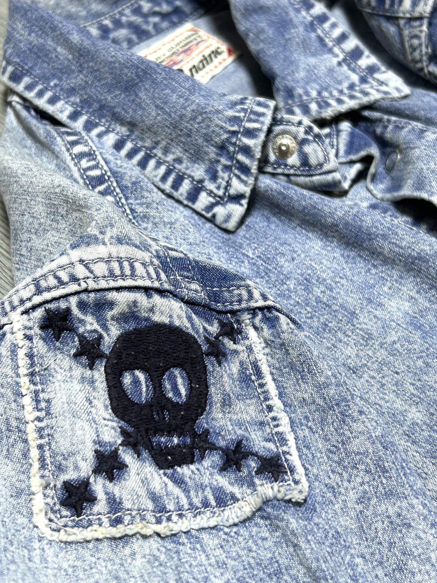 QUIET RIOT | Denim Shirt Jacket with a Loud Back