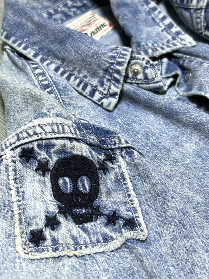 QUIET RIOT | Denim Shirt Jacket with a Loud Back