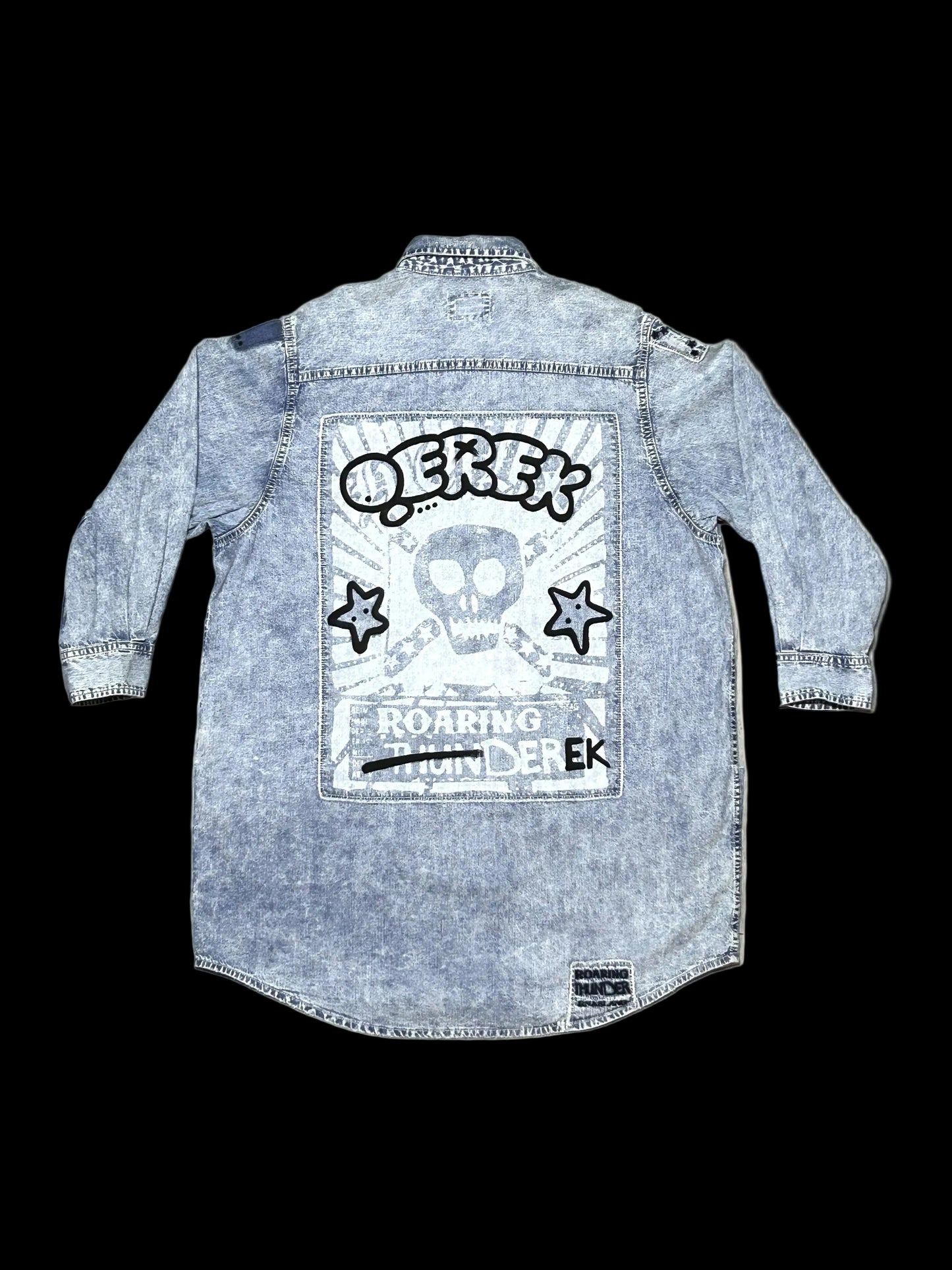 QUIET RIOT | Denim Shirt Jacket with a Loud Back