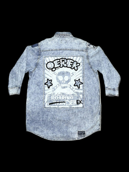 QUIET RIOT | Denim Shirt Jacket with a Loud Back