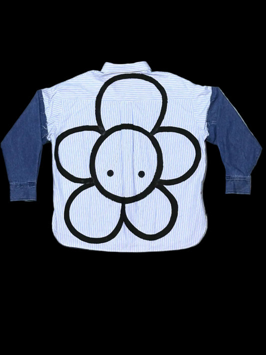 GOOD KID | Hybrid Stripe Shirt with Oversized Flower Back