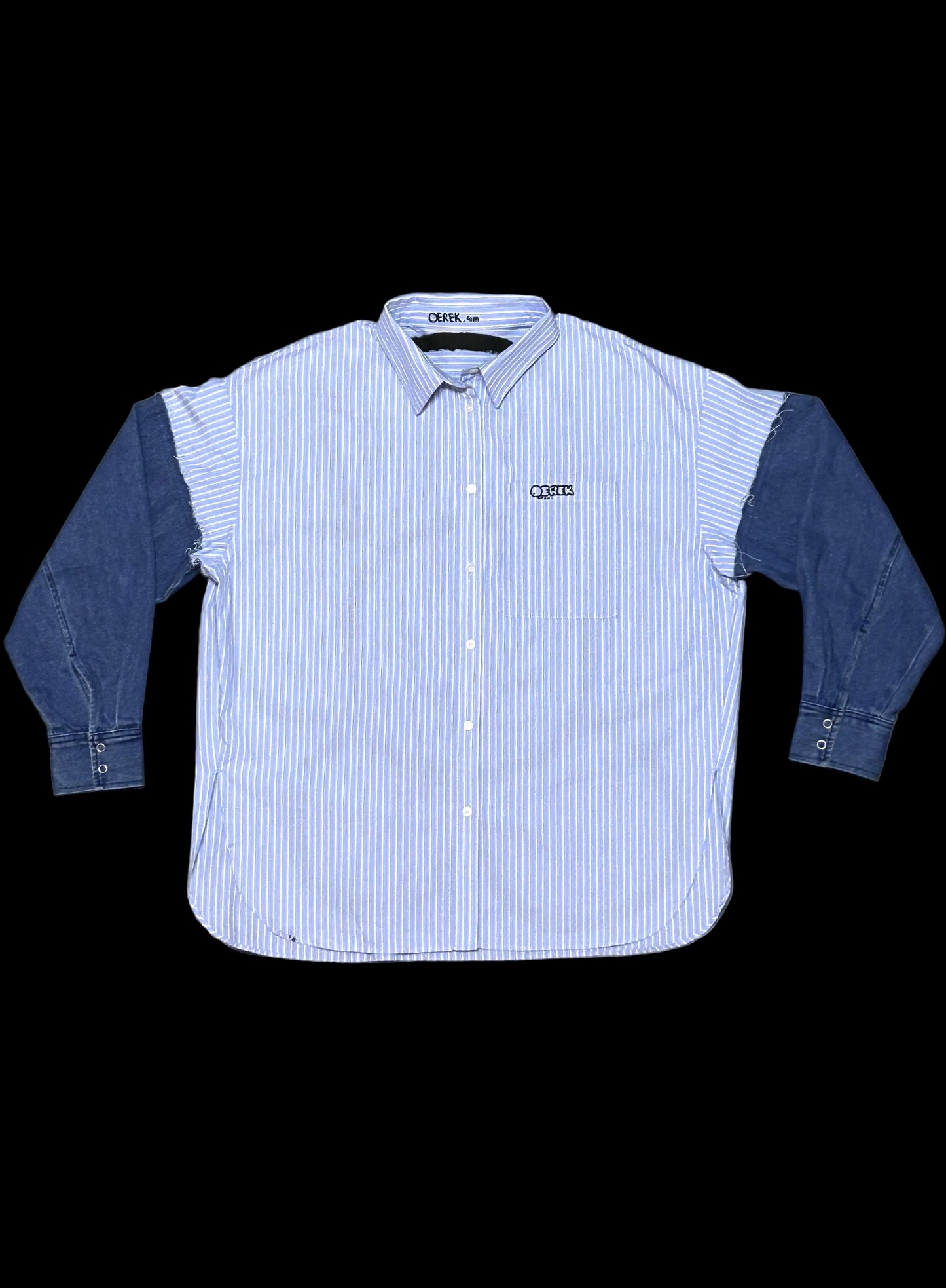 GOOD KID | Hybrid Stripe Shirt with Oversized Flower Back