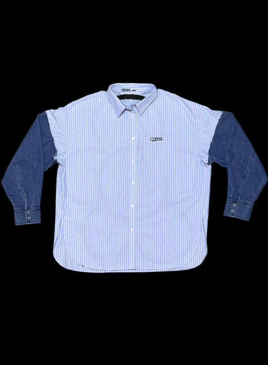 GOOD KID | Hybrid Stripe Shirt with Oversized Flower Back