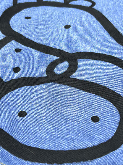 HELD STRANGE | Hand-Doodled Denim Shoulder Tote with Reclining Creature