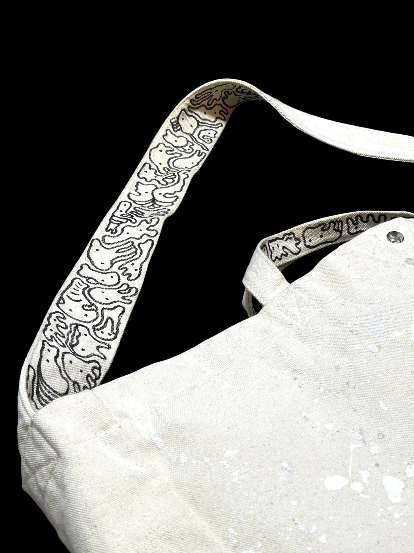 OVERGROWN BLOOM | Remade Canvas Crossbody Bag with All-Over Doodles