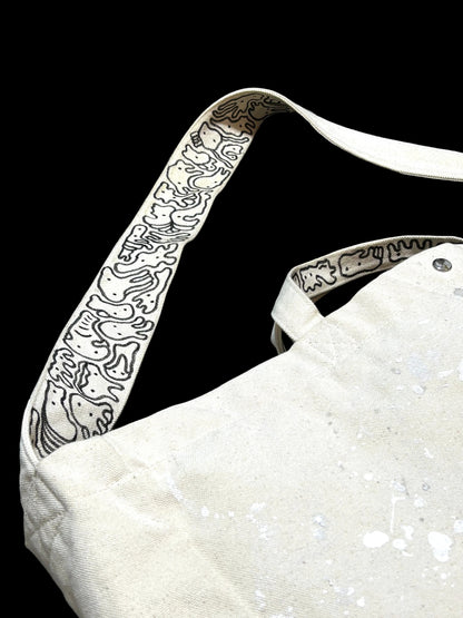 OVERGROWN BLOOM | Remade Canvas Crossbody Bag with All-Over Doodles