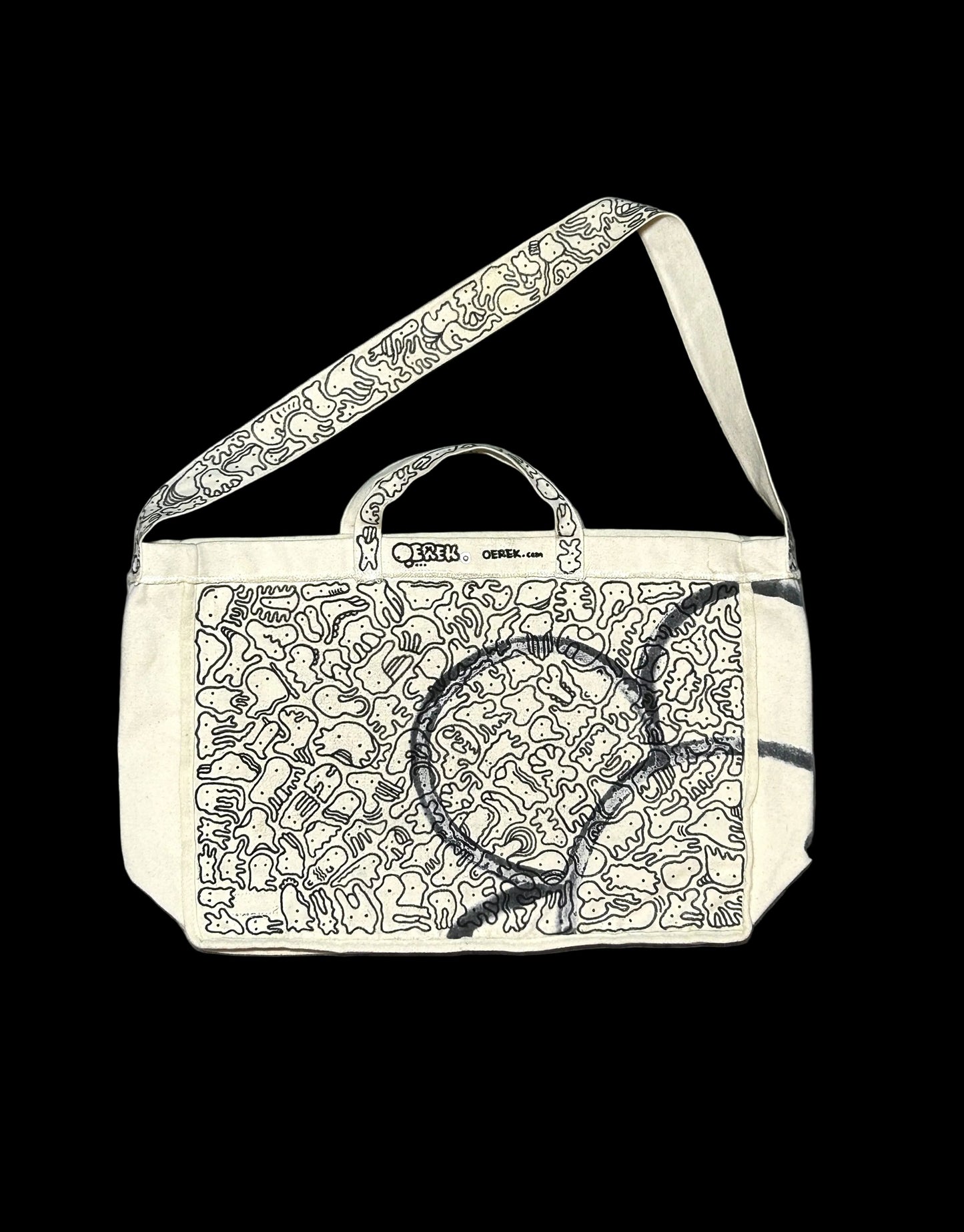 OVERGROWN BLOOM | Remade Canvas Crossbody Bag with All-Over Doodles