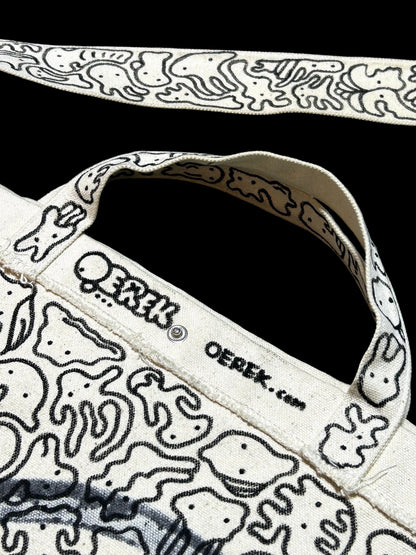 OVERGROWN BLOOM | Remade Canvas Crossbody Bag with All-Over Doodles