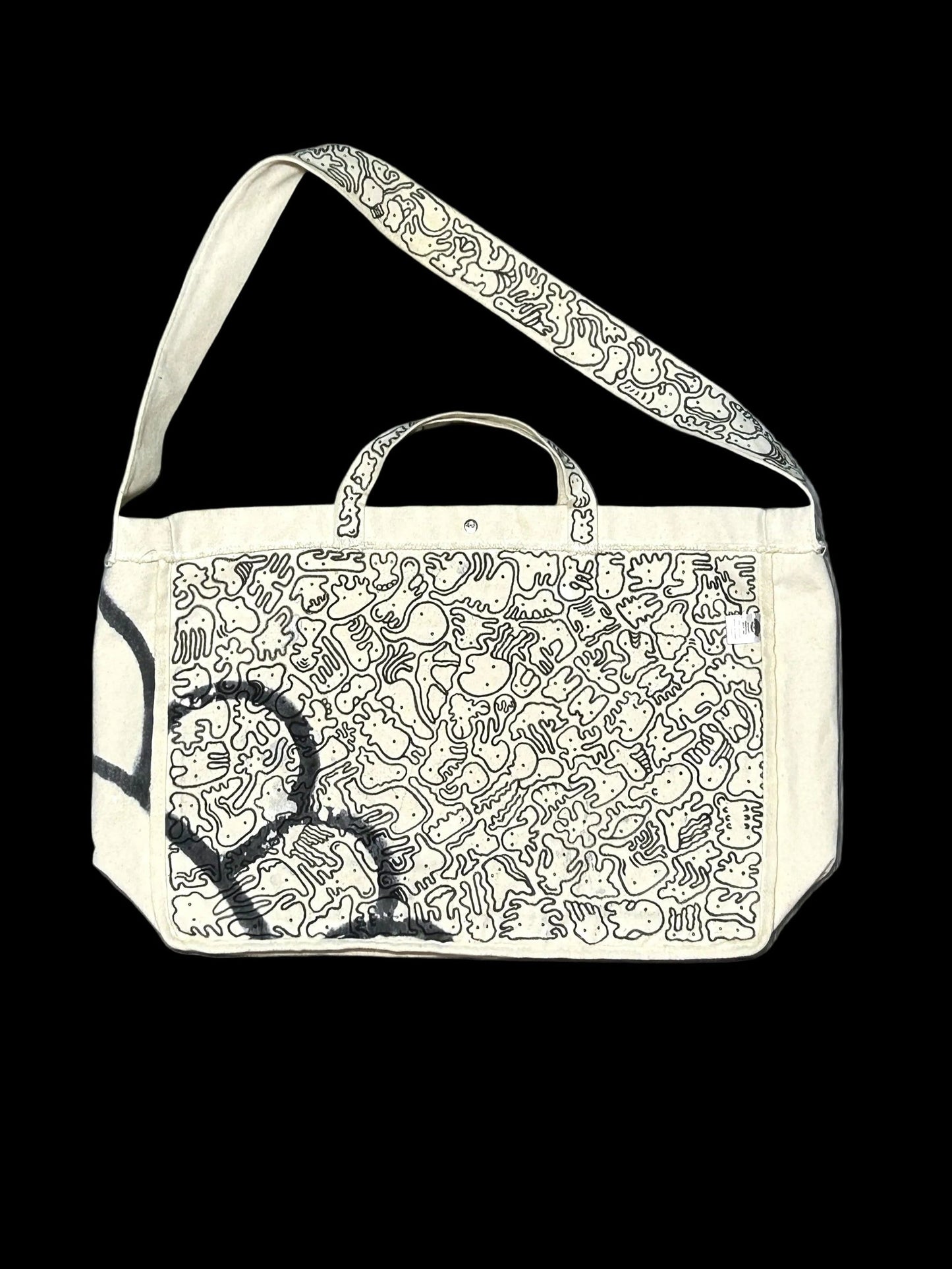 OVERGROWN BLOOM | Remade Canvas Crossbody Bag with All-Over Doodles