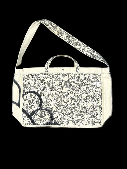 OVERGROWN BLOOM | Remade Canvas Crossbody Bag with All-Over Doodles