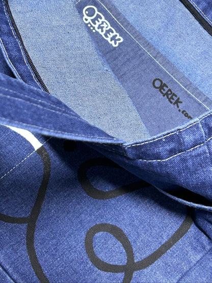 HALF / WHOLE | Denim Tote with Yin-Yang Creature Drawing