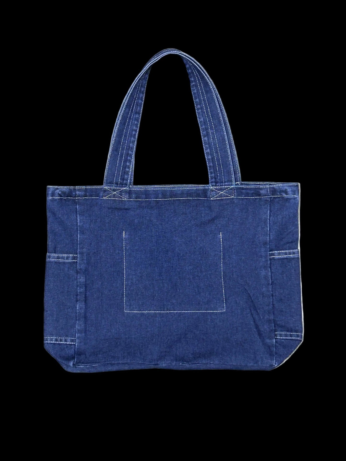 HALF / WHOLE | Denim Tote with Yin-Yang Creature Drawing