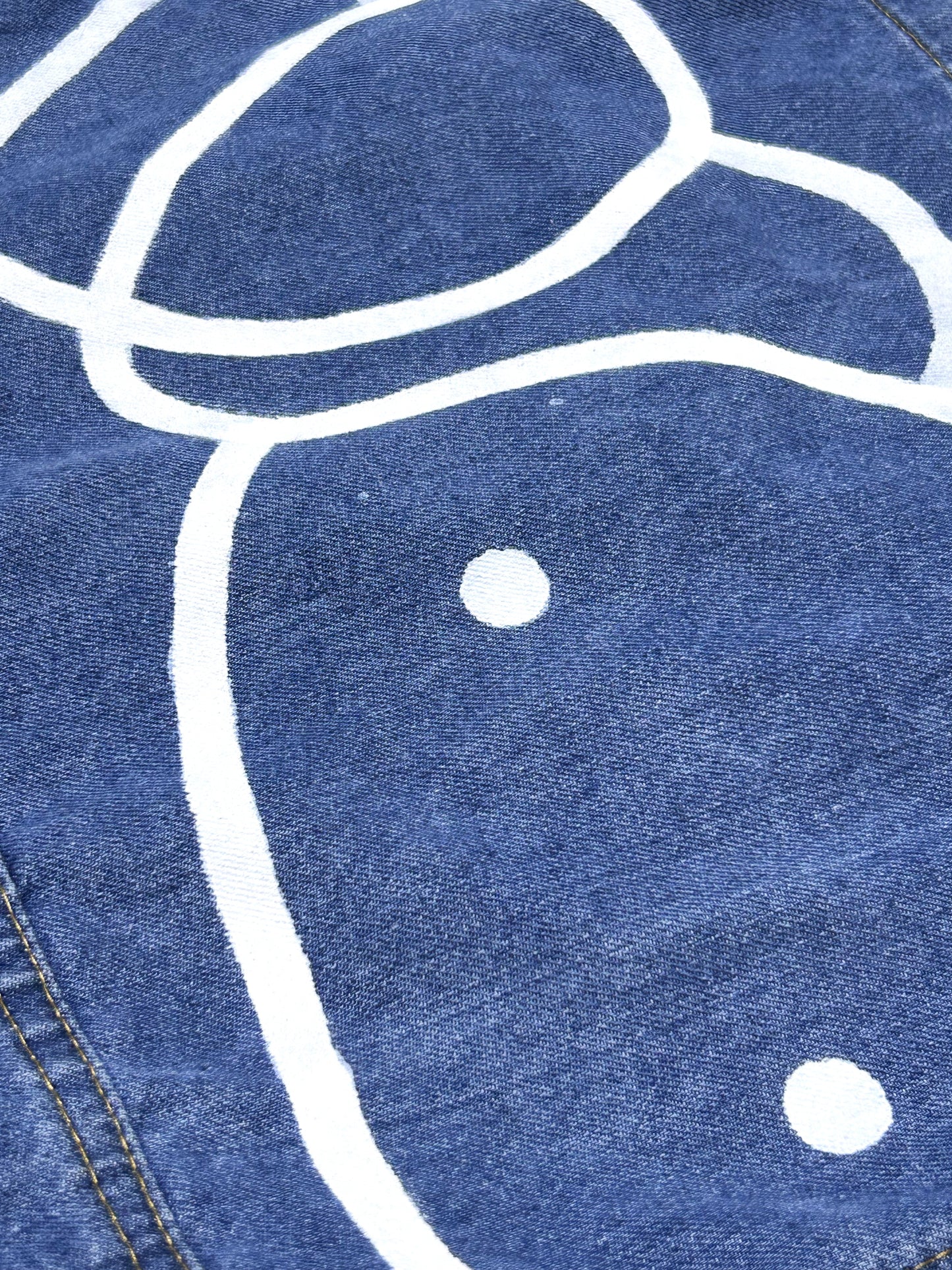 WANDER FORM | Hand-Painted Denim Tote with Large Creature Drawing