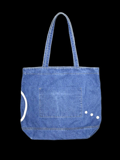 WANDER FORM | Hand-Painted Denim Tote with Large Creature Drawing