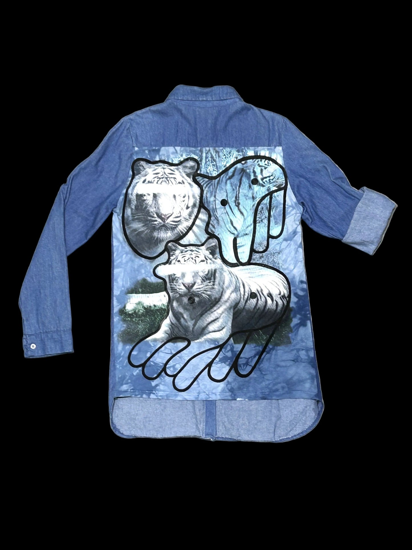 SECOND SKIN | Remade Denim Shirt with Vintage Tiger Tee Back